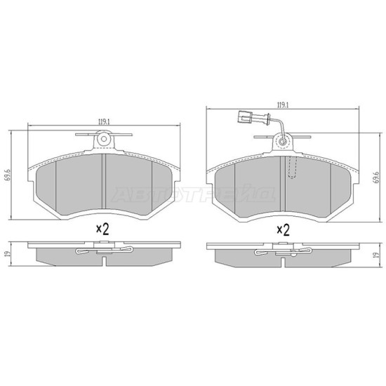 Колодки тормозные перед CHERY TIGGO II/VAG CADDY 95-04/PASSAT 88-97/A80 91-96 SAT