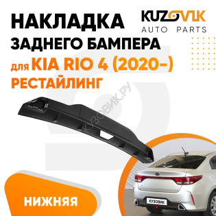 Накладка заднего бампера нижняя Kia Rio 4 (2020-) рестайлинг KUZOVIK