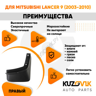 Брызговик задний правый Mitsubishi Lancer 9 (2003-2010) KUZOVIK
