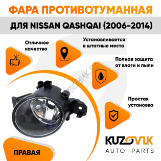 Фара противотуманная Nissan Qashqai (2006-2014) правая KUZOVIK